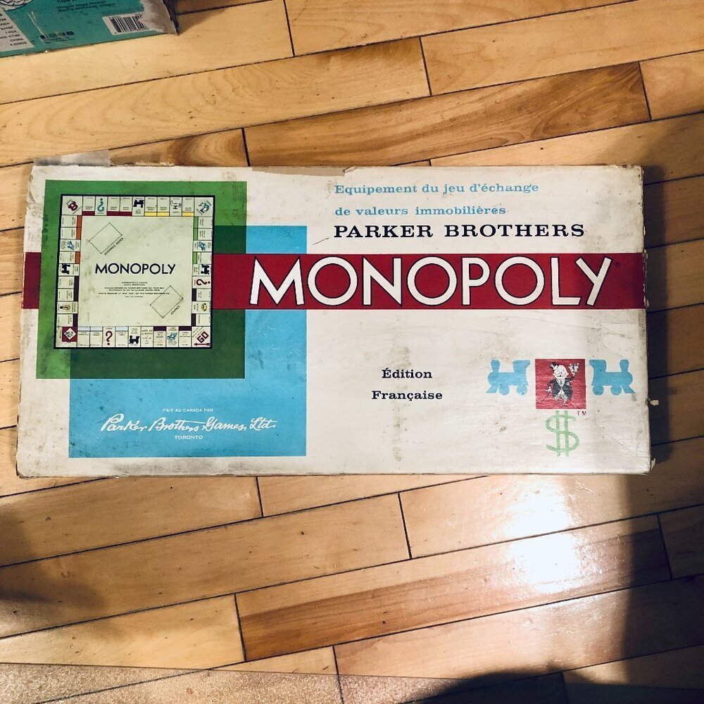 RARE Vtg 1961 MONOPOLY Board Game French Parker Brothers Original Complet CANADA